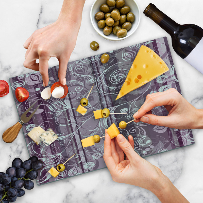 Ambesonne Lilac Cutting Board Large Size Flowers Leaves Retro Lilac