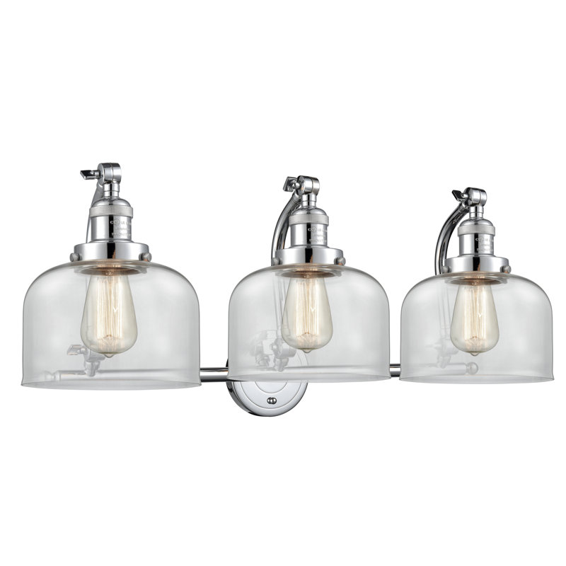 Éclairage pour salle de bain 3 lumières Plumlee, Chrome poli, Transparent, Ampoule DEL 6 watts Vinage
