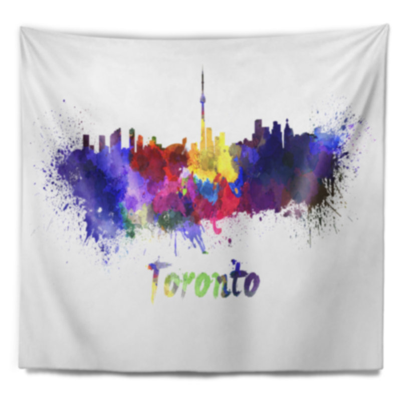 Tapisserie de toronto skyline Cityscape, H 32 po x l 39 po