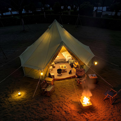10-Person Canvas Tent, All-Season Canvas Tent for Camping, High-End Camping Tent with a Stove Port - 16.5Ft