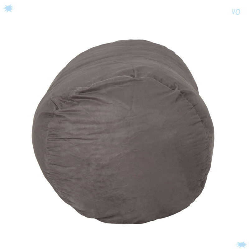 4 Foot Cylindrical Bean Bag, Polyester gris anthracite, H 26,08 po x l 46,08 po x P 33,94 po