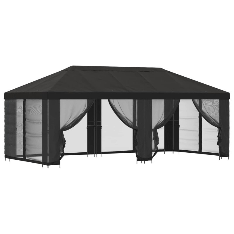 Vidaxl Gazebo Polyester And Steel, 276.5cm H x 600cm W x 300cm D, Anthracite