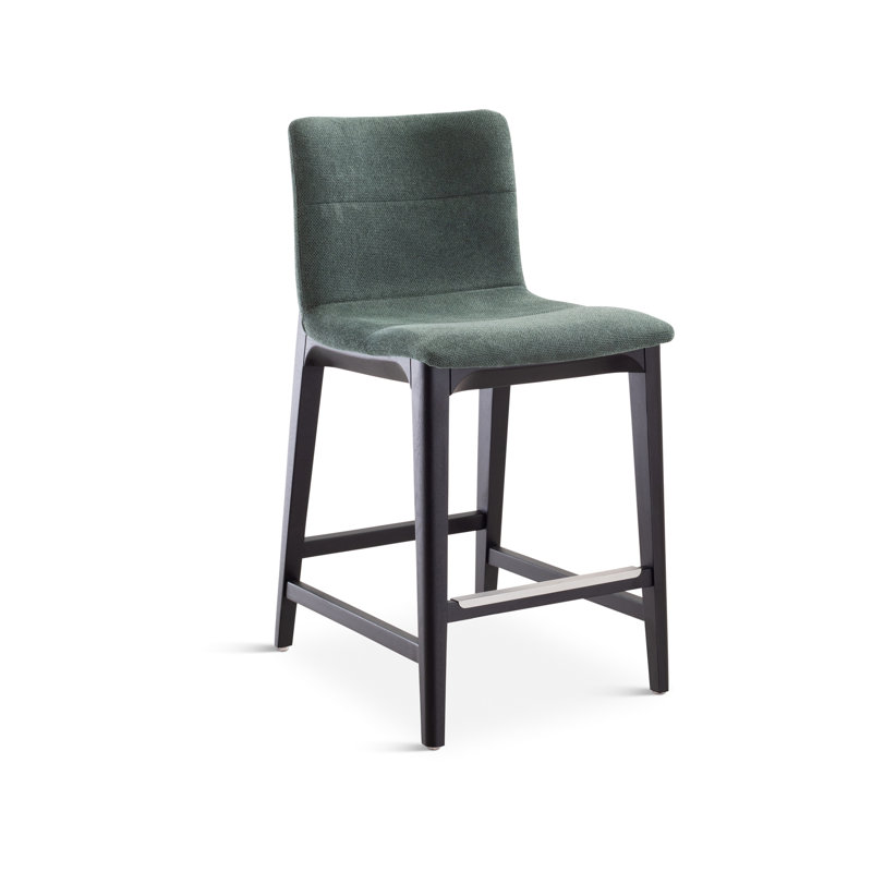 Tabouret de comptoir moderne moderne brésilien Godan, Siège bleu sarcelle Jackpot / cadre Ebano