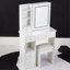 Petit meuble-lavabo de 29,2 po avec tabouret de bureau et tabouret rembourré à gauche 29,5 po, grande commande tactile, interrupteur tricolore, miroir à luminosité réglable, rangement à grande capacité, convient aux petits espaces-1348611876