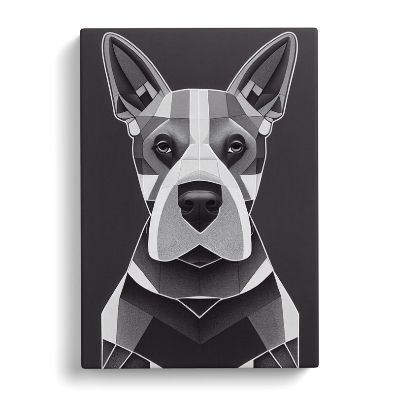 Trianon English Bull Terrier Cubism - Wrapped Canvas Print, 76cm H x 50cm W x 3cm D