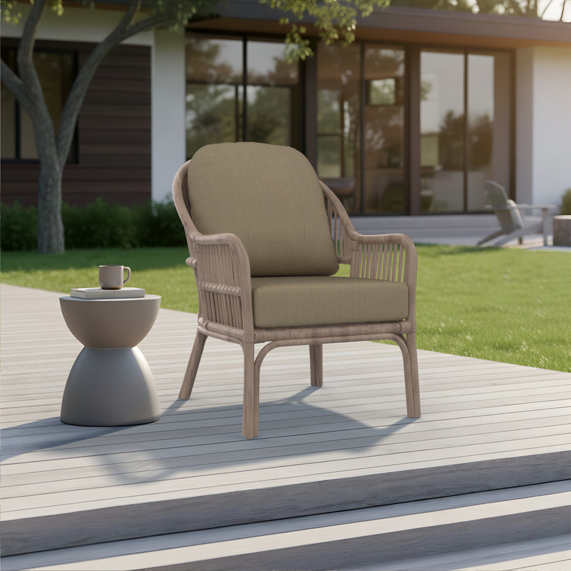 Amala Outdoor Sunbrella® Seat/Back Cushion, Spectrum Mushroom Sunbrella® Plainweave