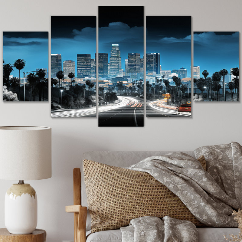 «Black City», art urbain sur toile, 5 panneaux