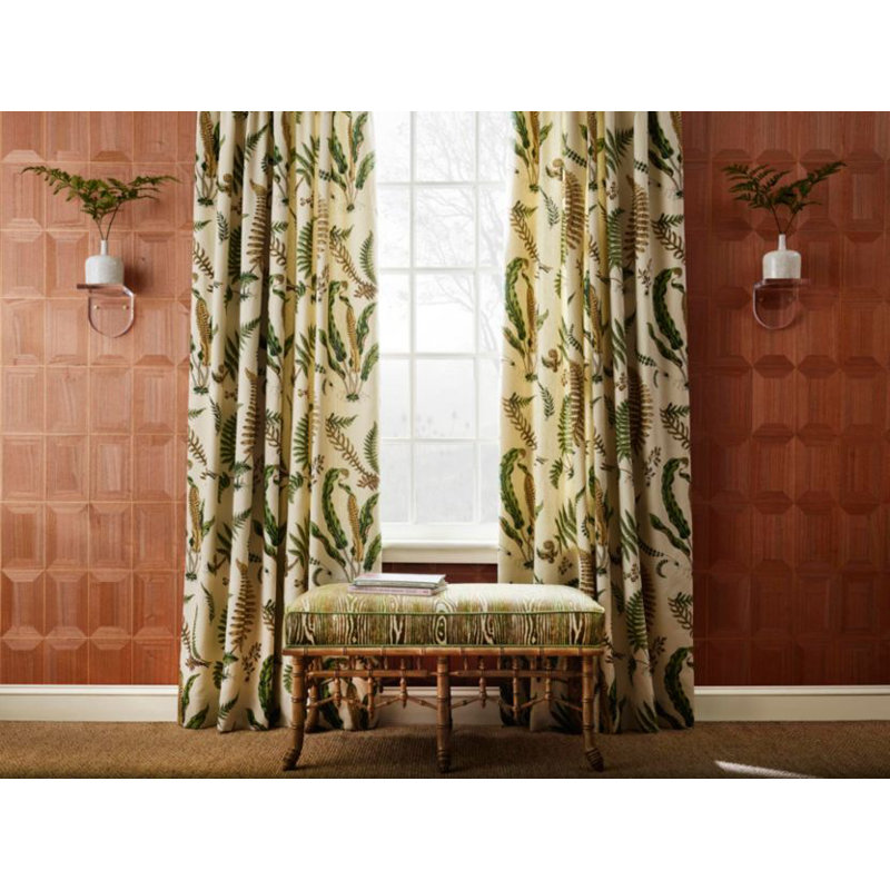 Elsie De Wolfe Sunbrella Fabric, Greens/Off White