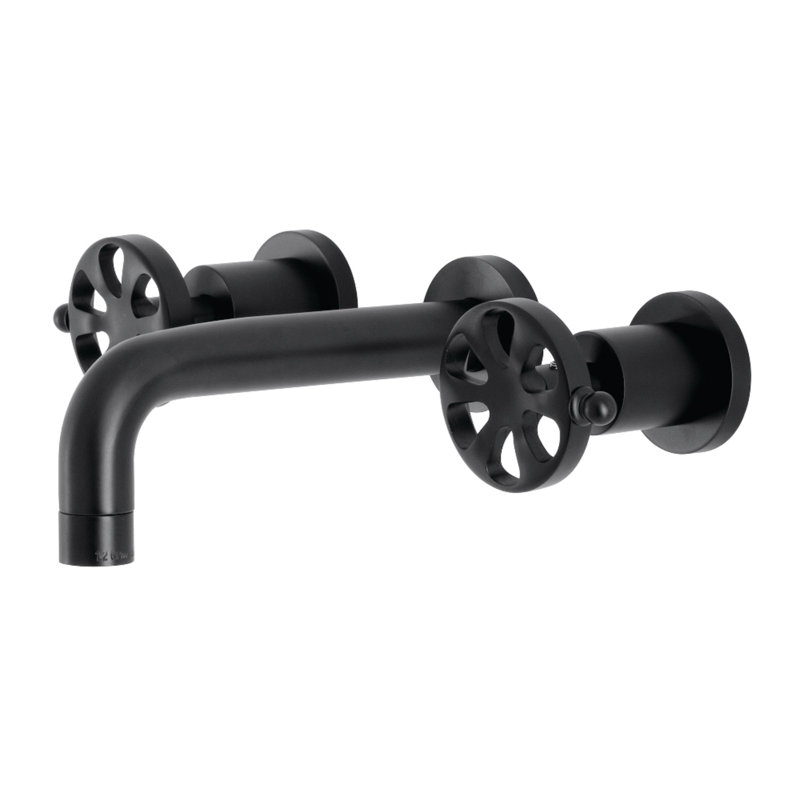 Kingston Brass Belknap Two-Handle 3-Hole Wall Mount Bathroom Faucet, Matte Black