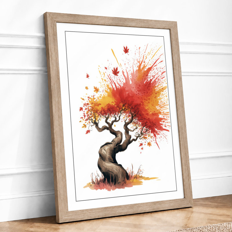 Autumn Burst Boho - Framed Print, A4 - 29.7 x 21.0 cm, Oak