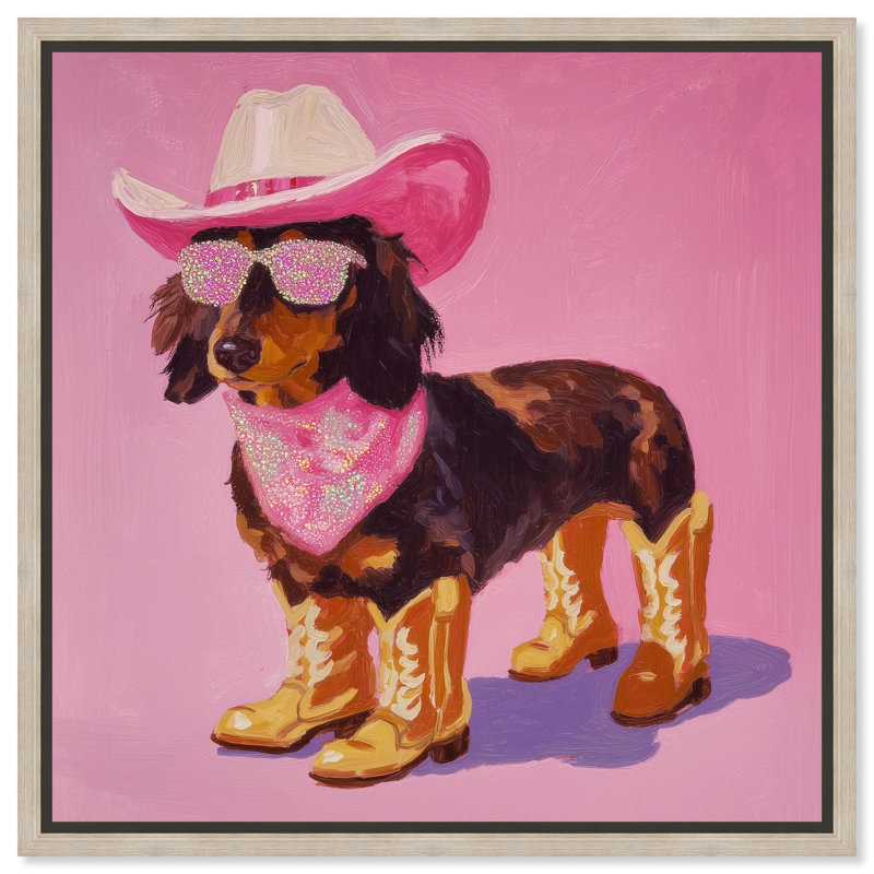 «Doxxie Cowgirl», reproduction sur toile encadrée par Art Remedy, cadre en chêne naturel, 20 x 20, H 21 po x l 21 po