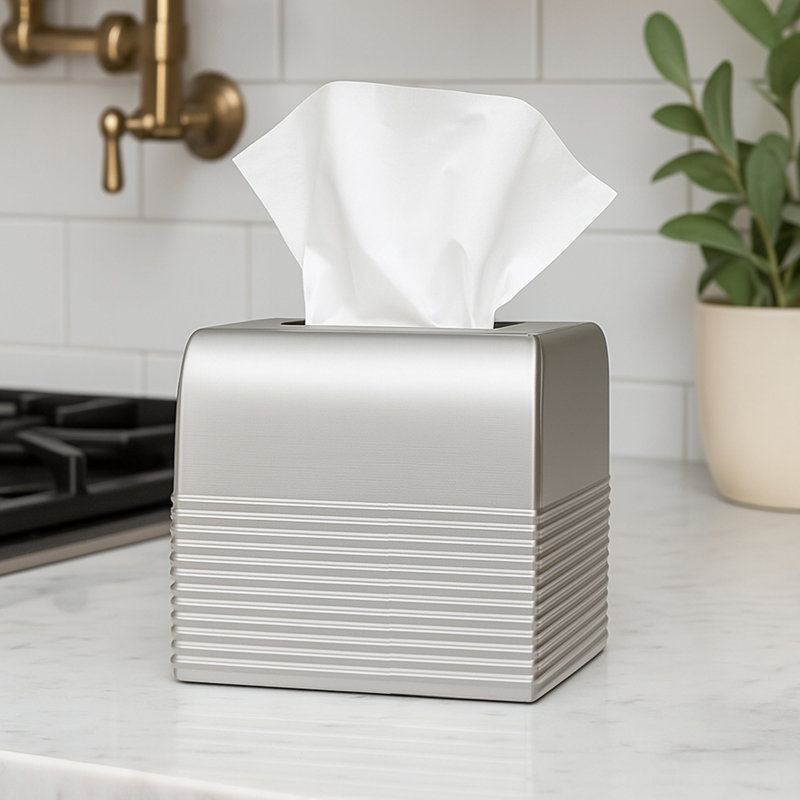 Housse pour boîte à mouchoirs | Accessoire de salle de bain en acier inoxydable | Porte-papier hygiénique carré antirouille pour comptoir de meuble-lavabo, commode