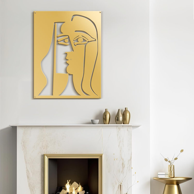 Décoration murale en métal, Or, H 18 po x l 12 po x P 0,05 po