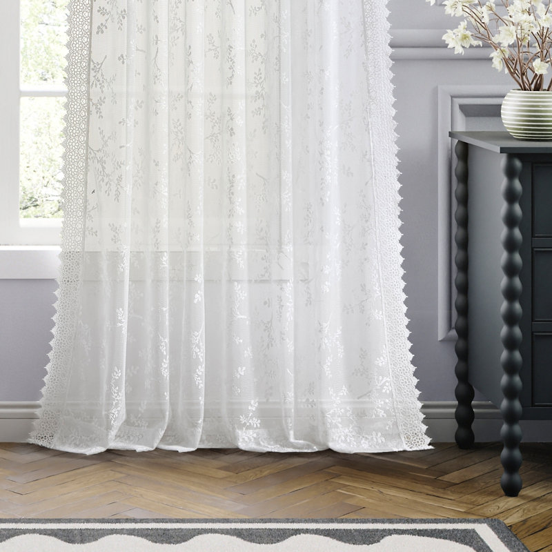 Ted Baker Chantilly White 50 X 84 Curtain Panel Pair (Set Of 2), 50" W x 84" L