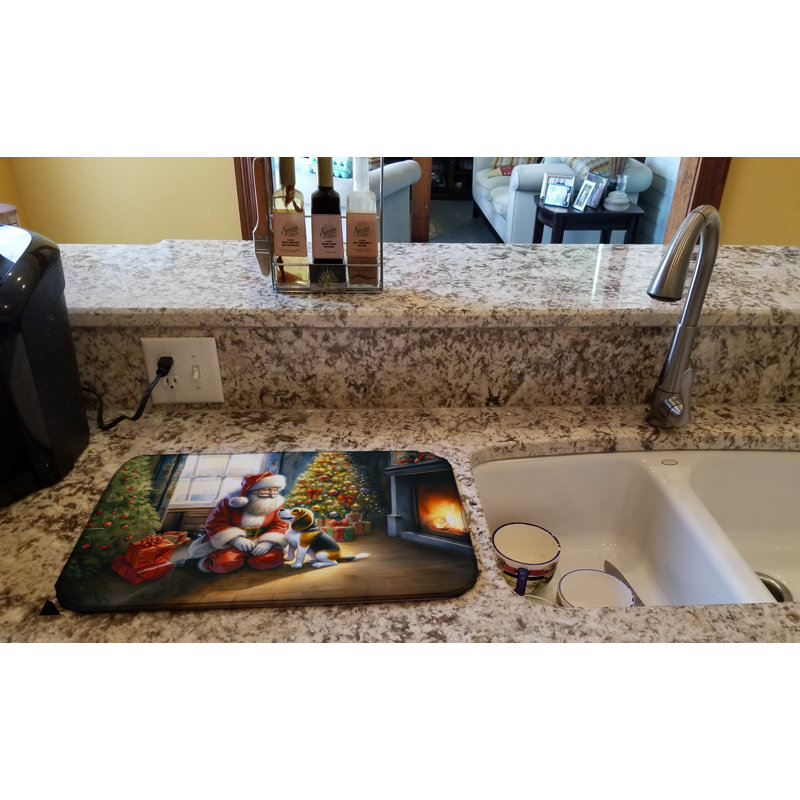 Beagle and Santa Claus Dish Drying Mat
