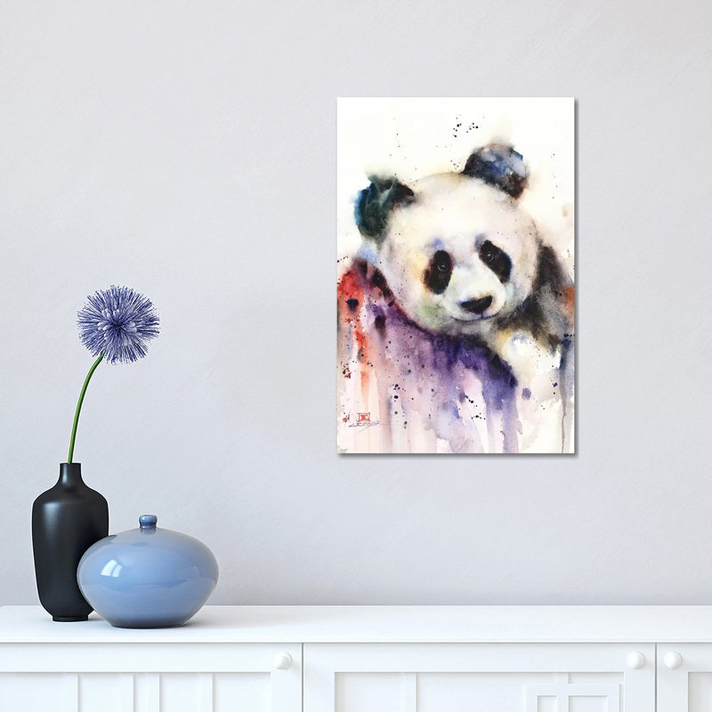 Panda 1 Piece Painting on Canvas, 30.48 cm H x 45.72 cm W, Wrapped Canvas