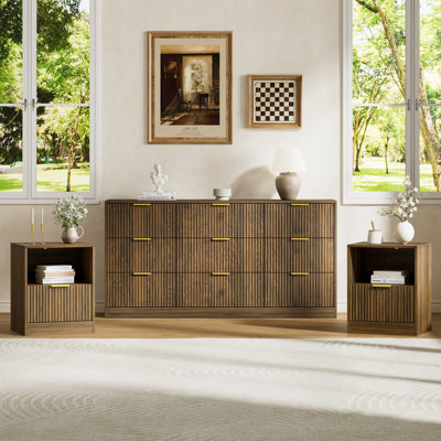 3-Piece 9-Drawer Dresser & 1-Drawer Nightstand Set