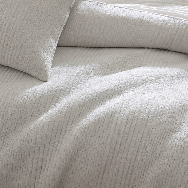 Ensemble de housse de couette 3 pièces en mélange de coton gris côtelé, Housse de couette pour très grand lit et 2 très