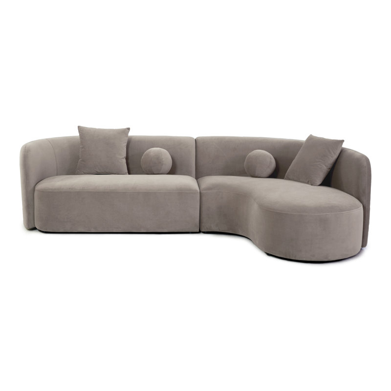 Briannel Curved Upholstered 112" Wide Sectional, Gray Chenille