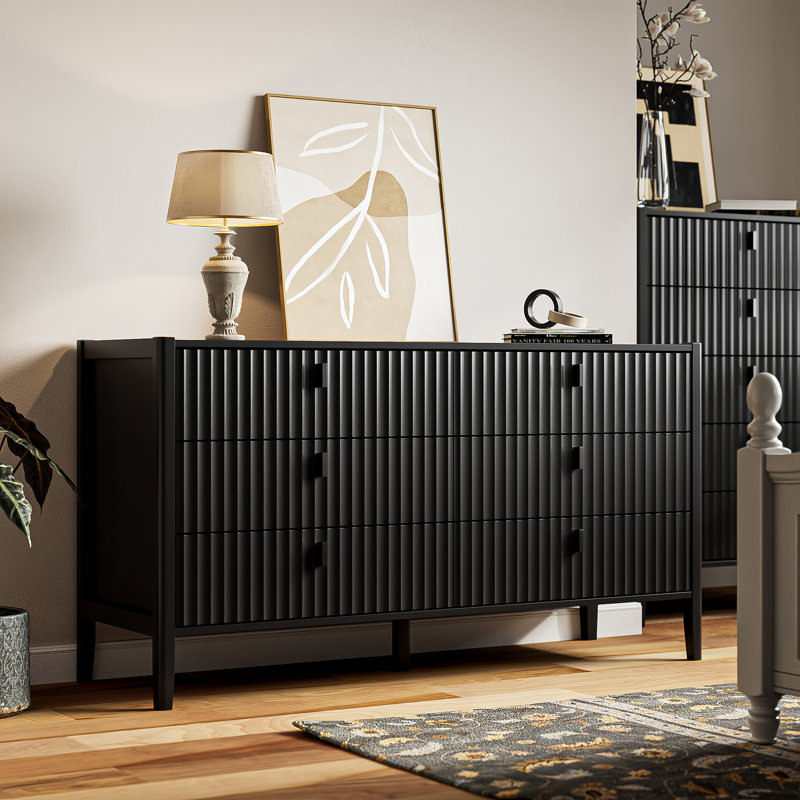 6 - Drawer Dresser, 55.1" W, Black