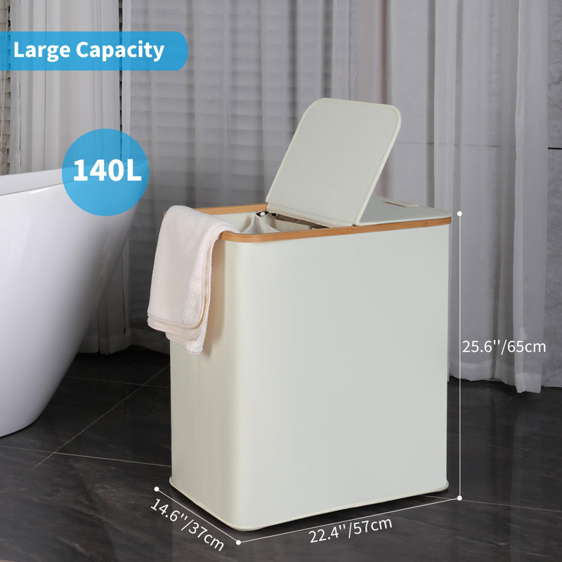 Fabric Laundry Hamper with Handles, Beige