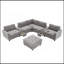 Canapé modulaire de 104 po avec plateau en acrylique, ensemble de canapé en U en chenille avec 2 consoles, chargeur USB, tiroirs et poches de rangement, repose-pieds mobile, canapé capitonné pour salon, appartement,