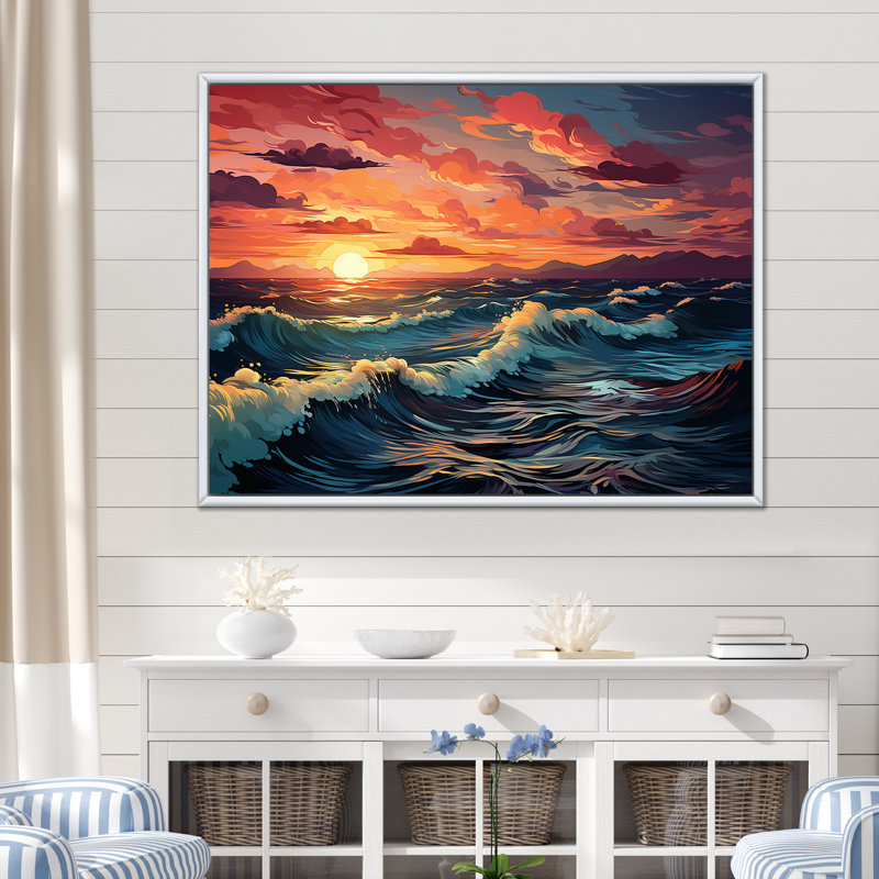 «Rainbow Beach Sunset II», reproduction sur toile, H 24 po x l 32 po x P 1 po, Cadre flottant blanc