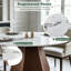 44.88"W Modern Engineered Stone Round Dining Table For 4-6 With Pedestal Base