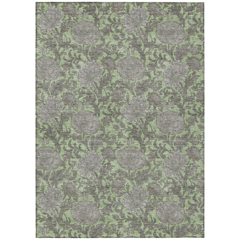 Washable Floral Indoor / Outdoor Rug, Rectangle 2'6" x 3'10"