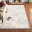 Tapis rectangulaire en laine / coton touffeté à la main à motif floral ivoire / bleu-2144641971