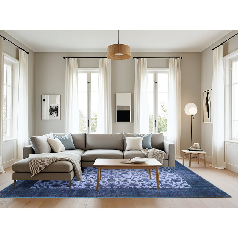 Tapis bleu marine/blanc traditionnel Antiope, Rectangle 8 pi x 12 pi