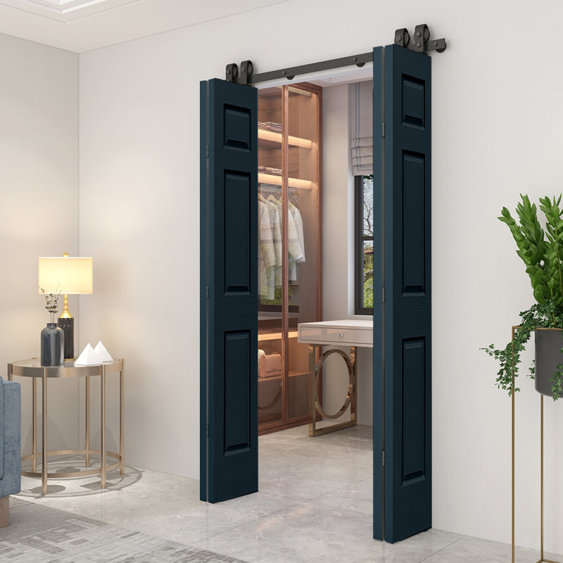 Portes de grange doubles en panneaux de fibres à densité moyenne composites avec ensemble de quincaillerie d'installation