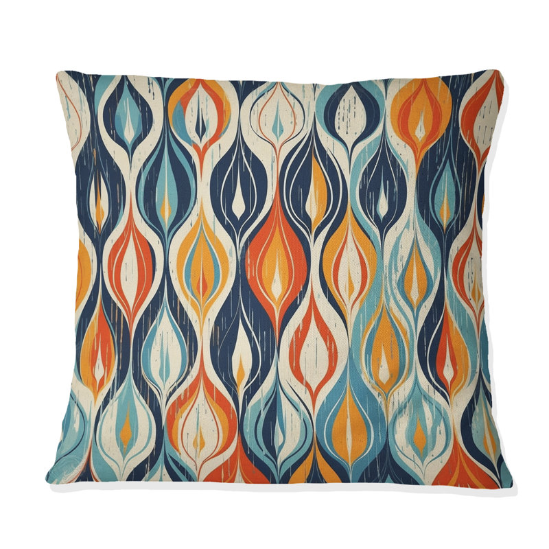 Coussin décoratif orange et bleu Botanical Symphony III