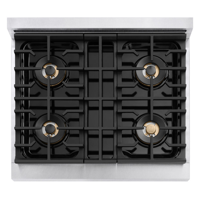Zline Autograph 30 in. Marino Gas DuoPro Range in Steel Accents, Satin Stainless Steel, Stainless Steel