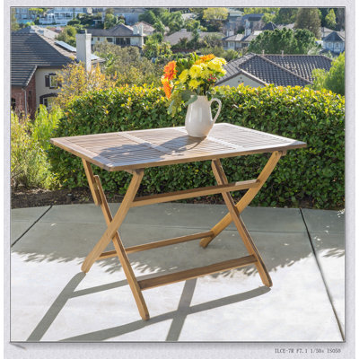 Table pliante en bois d'acacia de 43,5 po Positano, résistante aux intempéries et peu encombrante pour les repas et les rassemblements en plein air