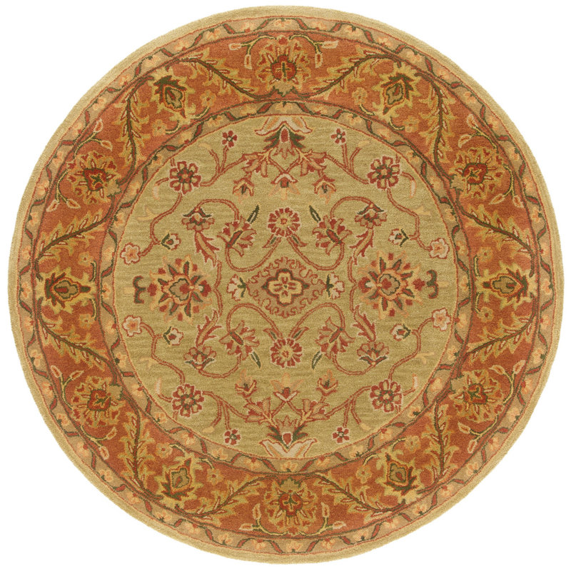 Tapis floral en laine touffeté à la main Santoyo, Rond 6 pi