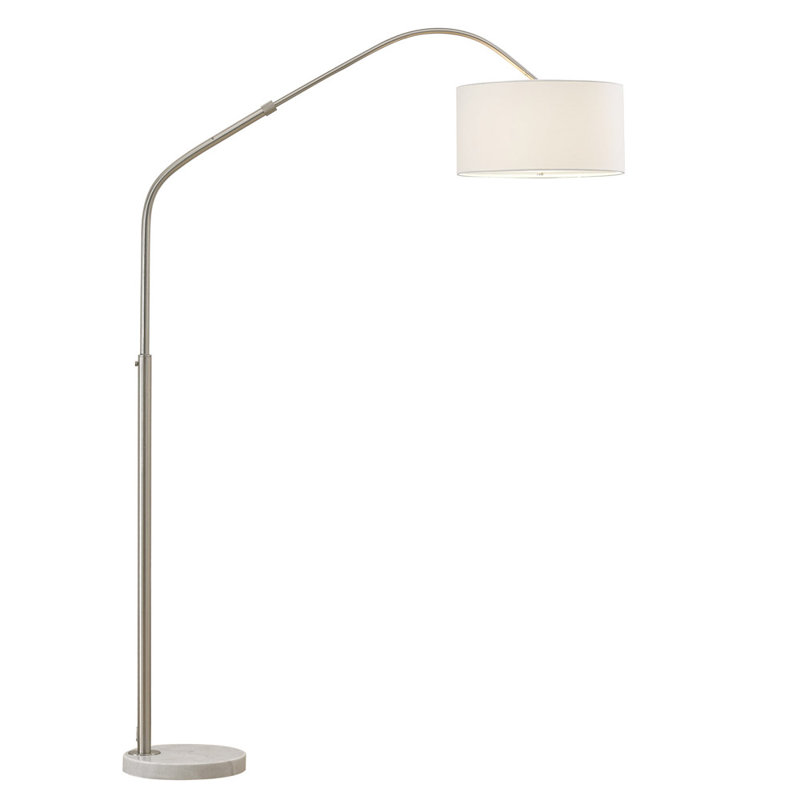 Germantown 81'' Arched Floor Lamp, Brushed Nickel/White