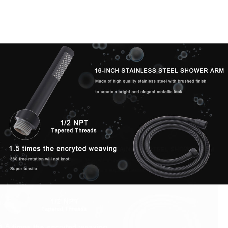 Shower System Shower Faucet Combo Set Wall Mounted With 10" Rainfall Shower Head And Handheld Shower Faucet, Matte Black Finish With Brass Valve Rough-In