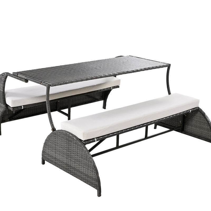 Aménagement extérieur: se transforme facilement en 4 sièges et une table, et fer Meuble polyvalent: convertible en fer, coussin en mousse, instructions d'assemblage simples, beige