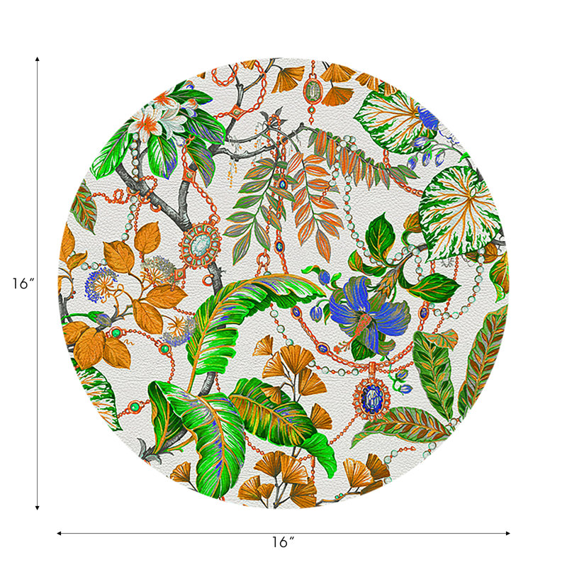 Plumeria Natural Pebble 16" Vinyl Placemat, Tangerine