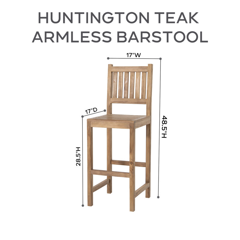 Huntington Outdoor Teak Bar Stool, Granite Sunbrella®