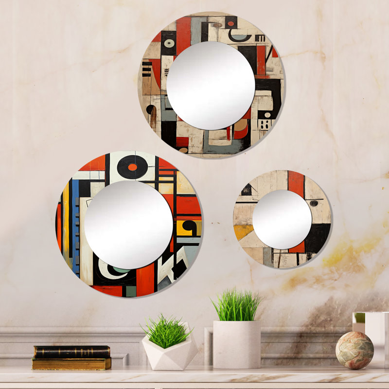 Chison - Ensemble de miroirs ronds sur décor en métal moderne brillant