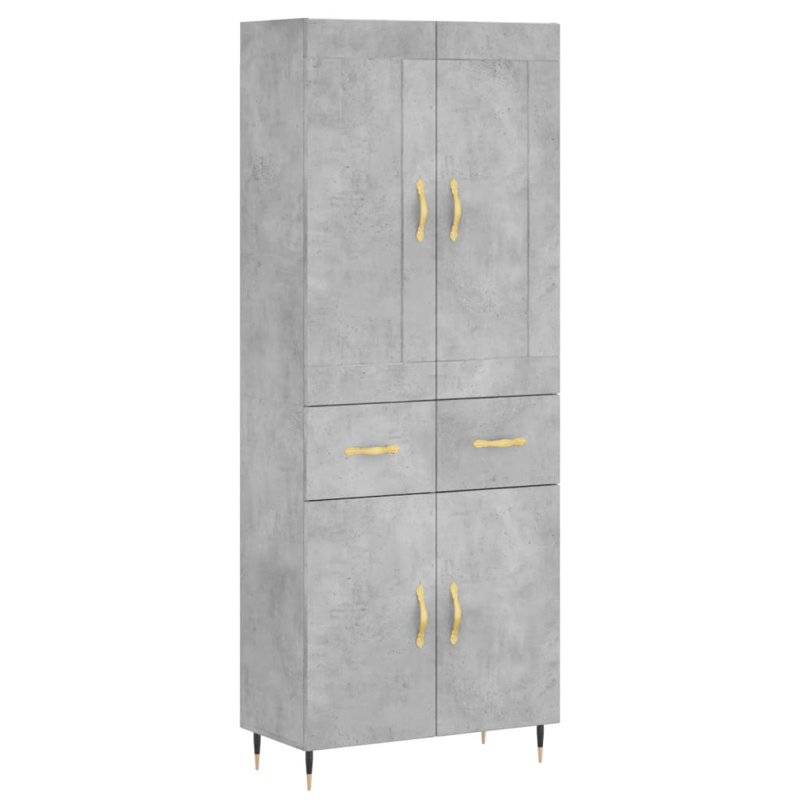 Yarbro 4 Door Manufactured Wood Wardrobe, Concrete Grey