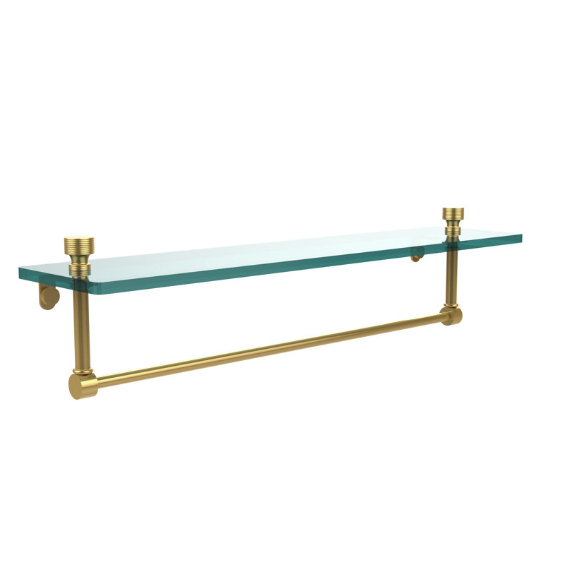 Ballenas Bracket Shelf with Towel Bar, Polished Brass, 5' H x 22' W x 5' D