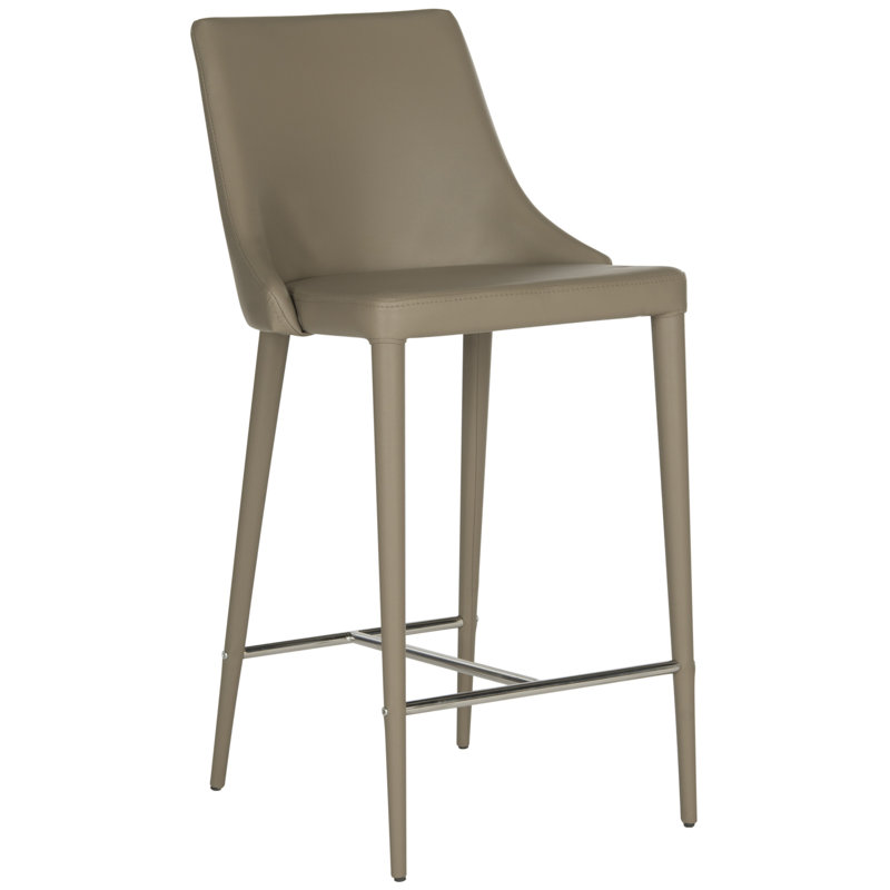 Taupe Leather Counter Stool with Chrome Legs (Set of 2)