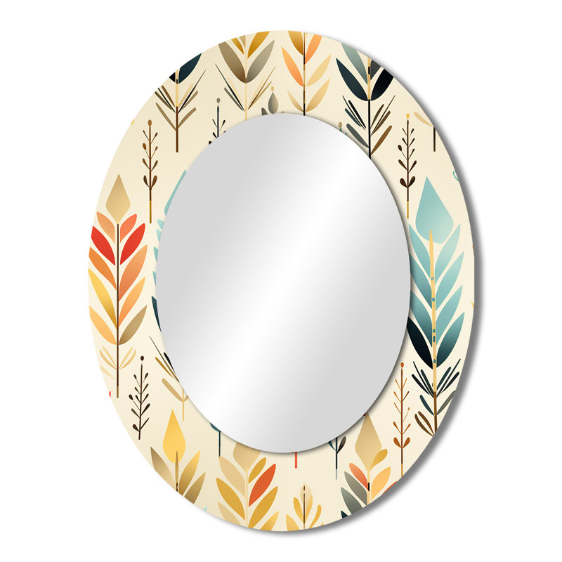 Ivory Boho Accents - Beige Bohemian Oval Wall Mirror, 43" H x 33" W