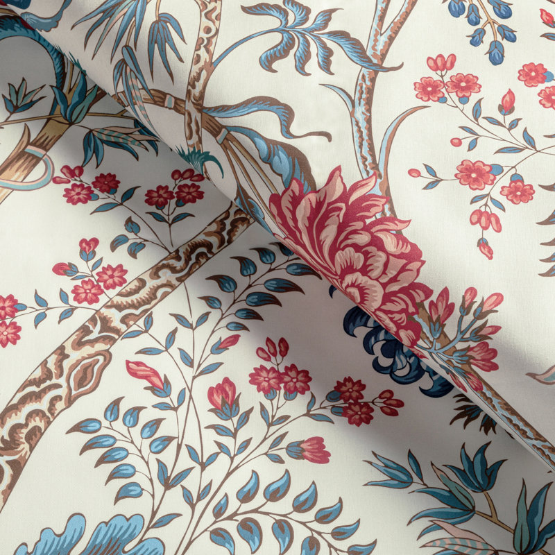Manoir Luberon Print 100% Cotton Fabric, Red/Blue