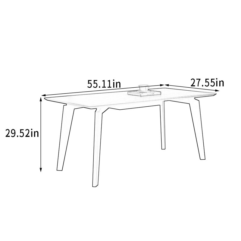Bureau en bois de frêne avec pieds solides, H 29,52 po x l 55,11 po x P 27,55 po