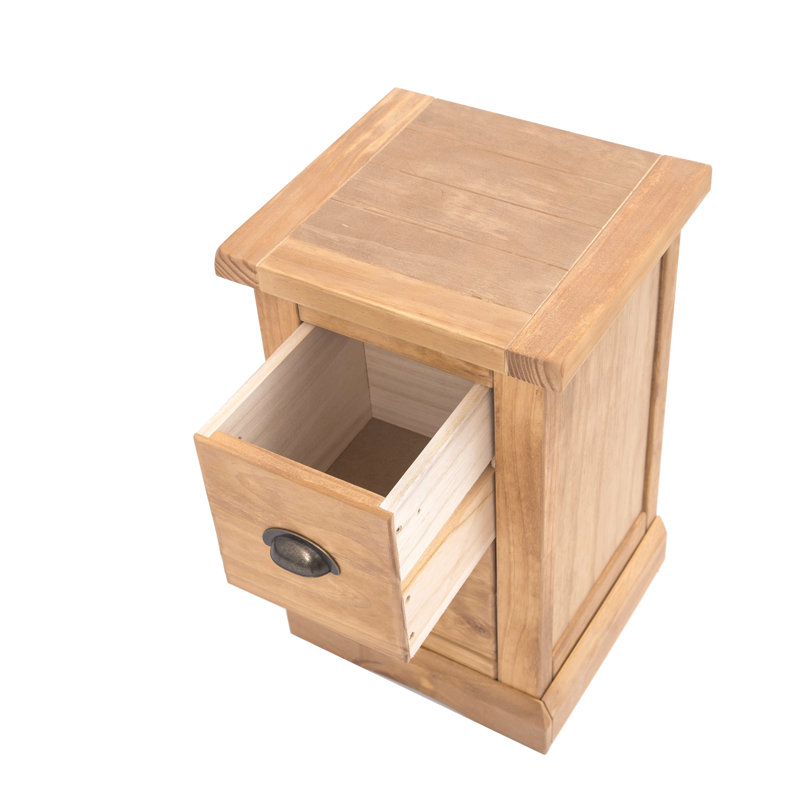 Pittsford 35cm W Bedside Table, Brass Cup, Waxed