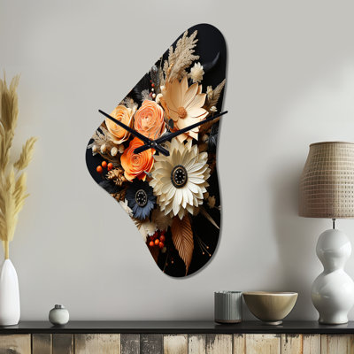 Ghonge Bohemian Art Bohemian Bouquet I - Horloge murale bohème abstraite asymétrique